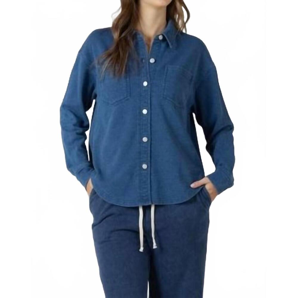 NEW DEX CLOTHING button down denim top in blue